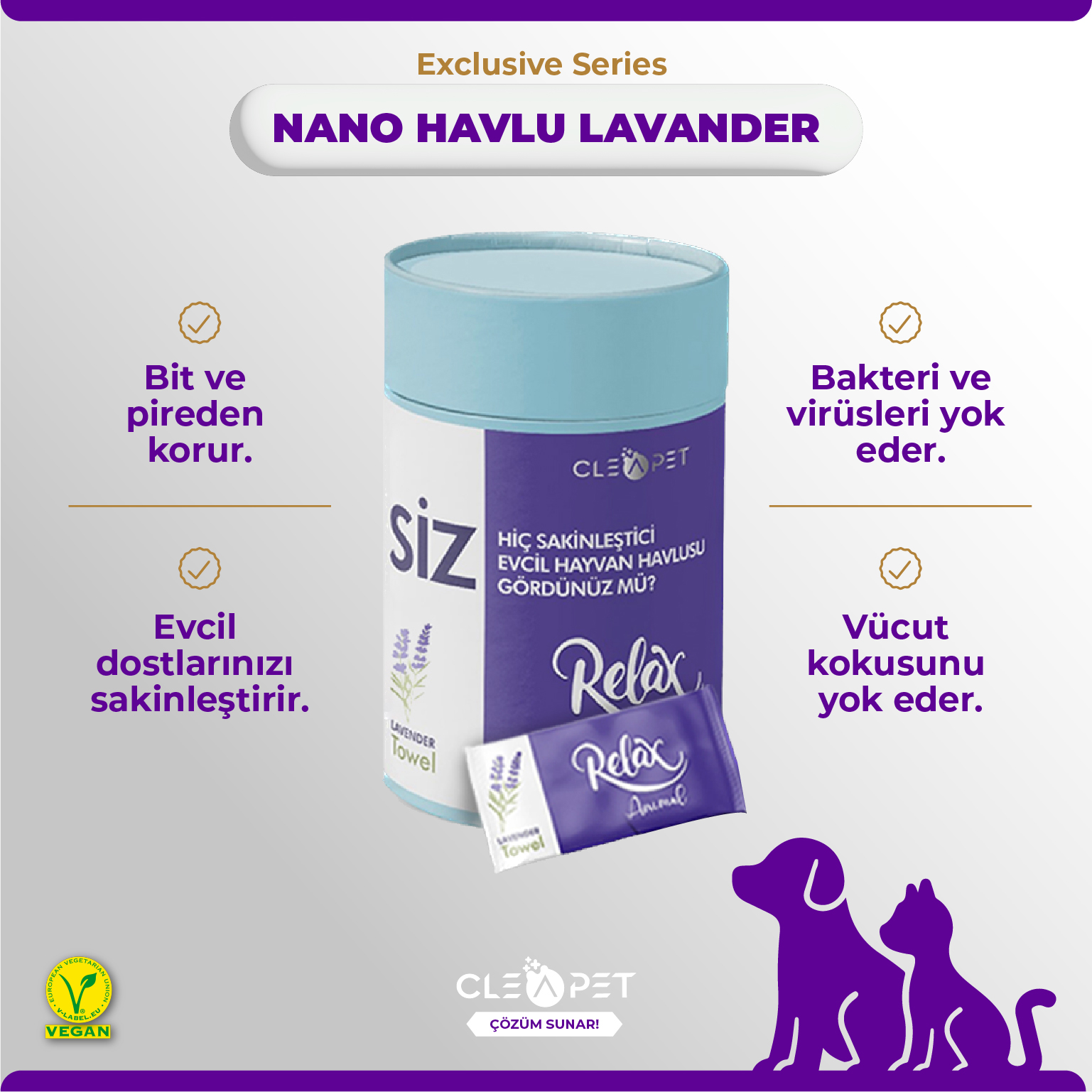 CLEAPET NANO HAVLU LAVANDER SERİSİ